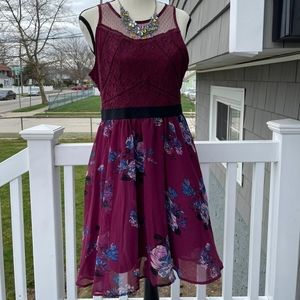 Plum Purple Floral Lace Sun Dress